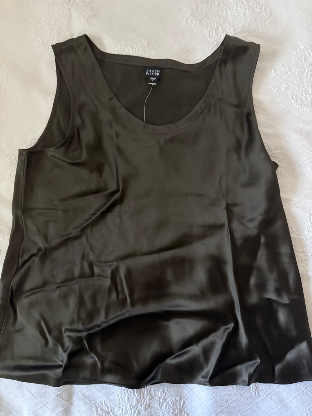 Eileen Fisher Black and Bronze Satin Silk Charmeuse
